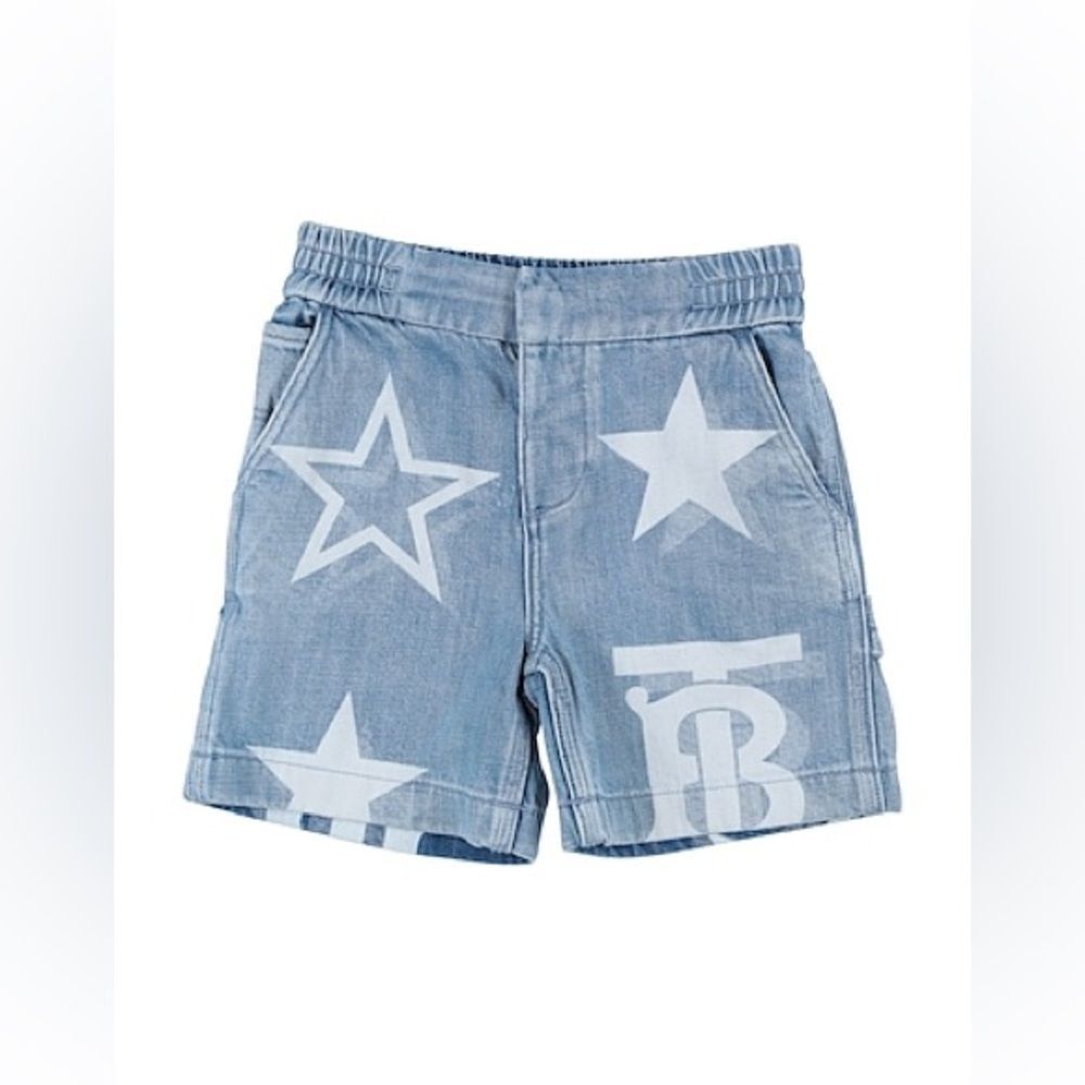 Burberry Kids Blue TB Star Print Denim Shorts blue size 4 NWT - Picture 5 of 9